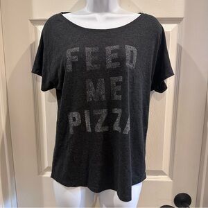 Feed Me Pizza Casual Black Graphic Tee Medium- Buy Me Brunch